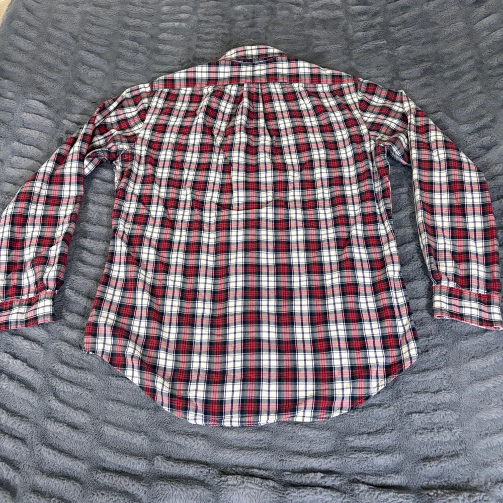 Ralph Lauren Custom Fit Plaid Button Down Shirt Mens Medium Red White Blue AR702